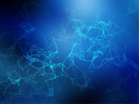 3D render of a low poly background with connecting lines and dots