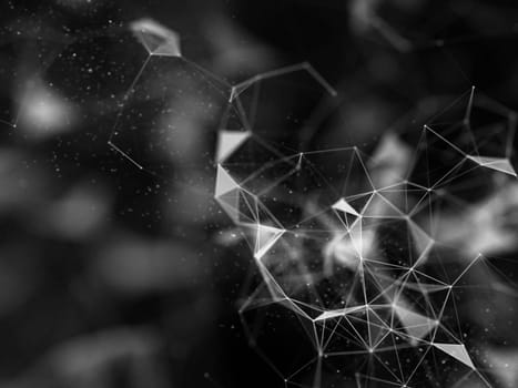 3D render of a low poly background, network communications, big data design