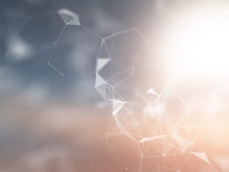 3D render of a low poly background, network communications, big data design