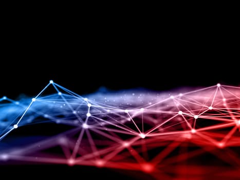 3D render of a low poly modern background with plexus design, connecting lines and dots