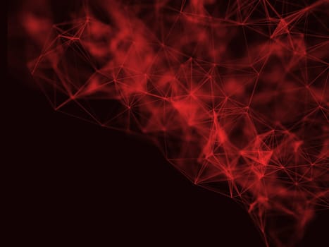 3D render of a low poly plexus background design with shallow depth of field. Network connections