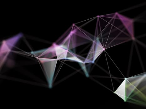 3D render of a low poly plexus design, hi tec science background