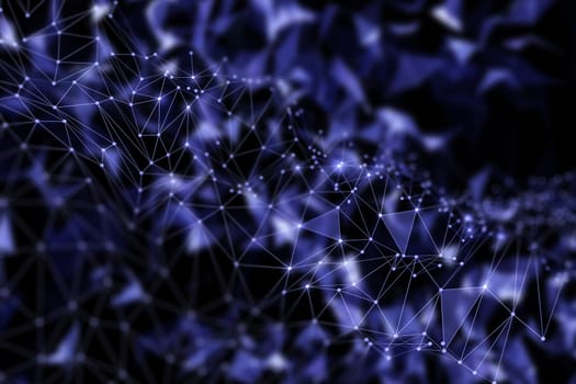 3D render of a low poly background with connecting lines and dots