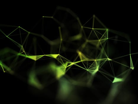 3D render of a low poly plexus design, network communications