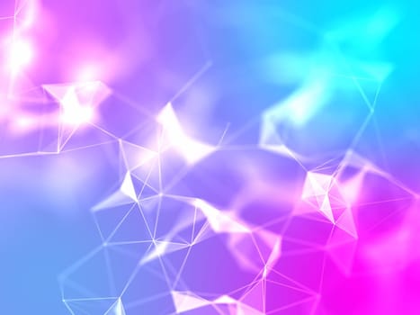 3D render of a low poly plexus design with bright colours