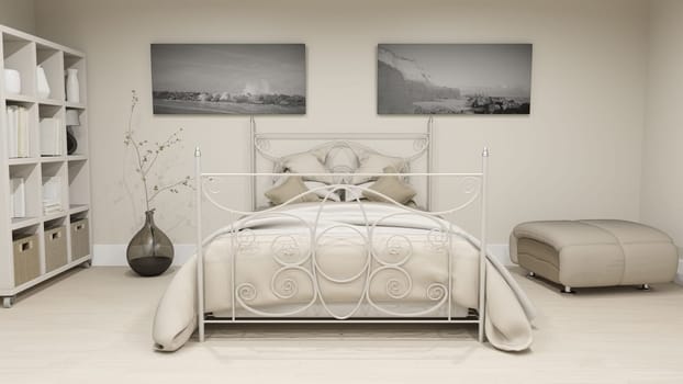 3D render of a luxury bedroom interior