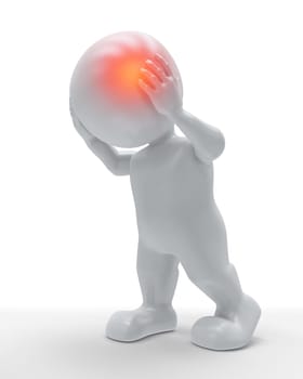 3D render of a male figure with head highlighted in pain