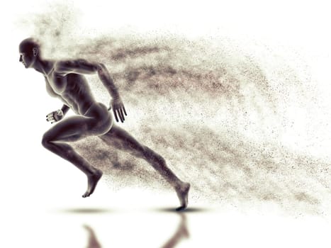 3D render of a male figure sprinting with speed effect