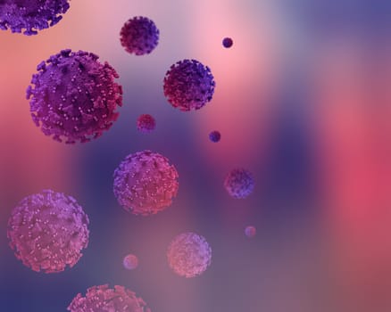 3D render of a medical background with Covid 19 virus cells