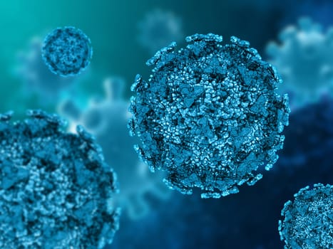 3D render of a medical background with Covid 19 cells