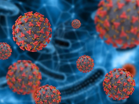 3D render of a medical background with Corona virus cells