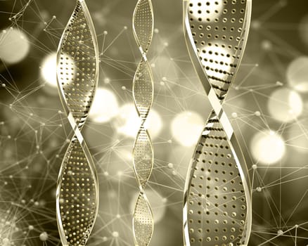 3D render of a medical background with abstract DNA strands