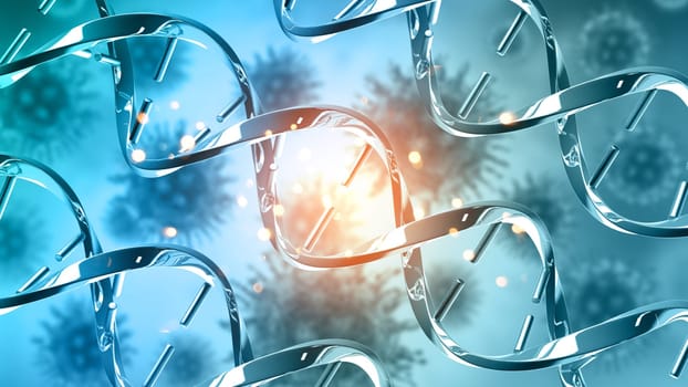 3D render of a medical background with abstract DNA strands