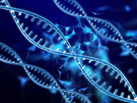 3D render of a medical background with abstract DNA strands