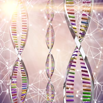 3D render of a medical background with DNA strands on low poly design