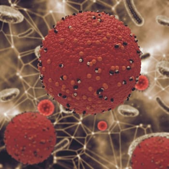 3D render of a medical background with abstract measle virus cells