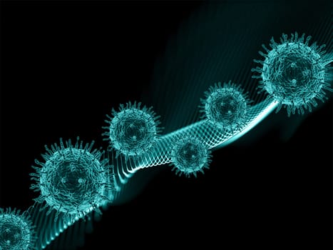3D render of a medical background with abstract virus cells - covid 19 pandemic