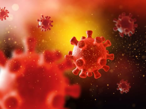 3D render of a medical background with abstract virus cells - corona