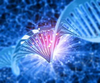 3D render of a medical background with abstract DNA strand
