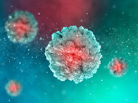 3D render of a medical background with abstract virus cells