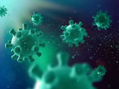 3D render of a medical background with abstract coronal style virus cells