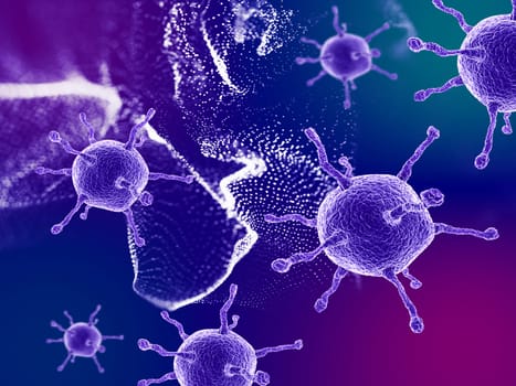 3D render of a medical background with abstract virus cells