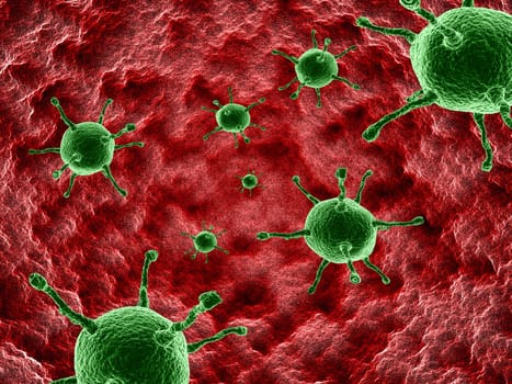 3D render of a medical background with abstract virus cells