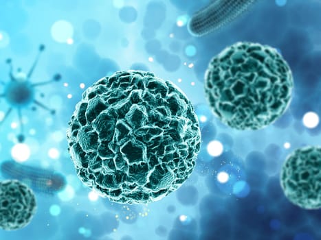 3D render of a medical background with abstract virus cells