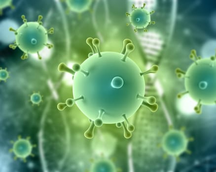 3D render of a medical background with abstract virus cells - Covid 19 pandemic