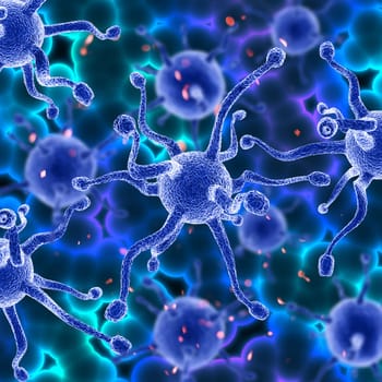 3D render of a medical background with abstract virus cells