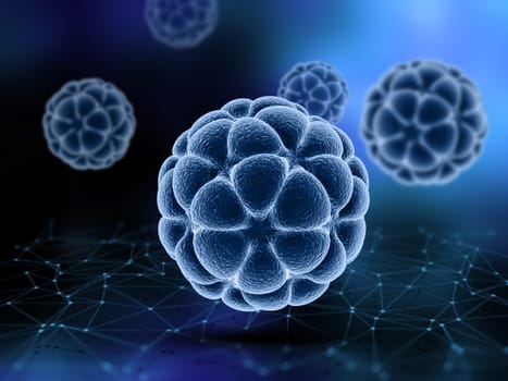 3D render of a medical background with abstract virus cells