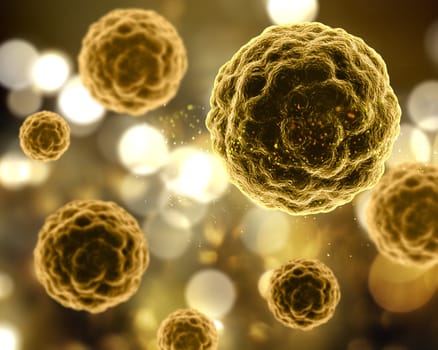 3D render of a medical background with abstract virus cells