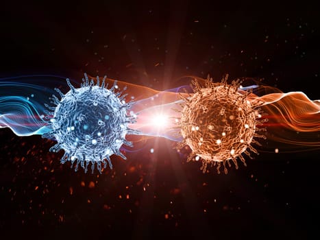 3D render of a medical background with abstract virus cells