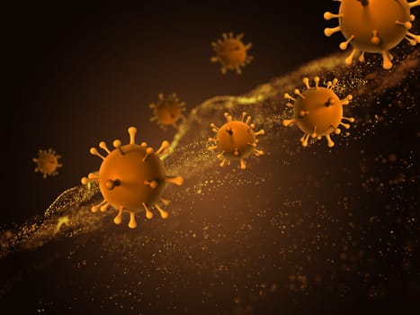 3D render of a medical background with abstract virus cells on cyber particles design