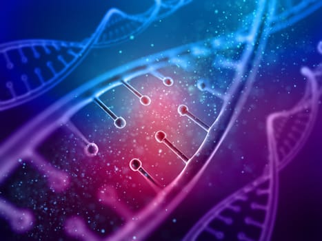 3D render of a medical background with close up of a DNA strands