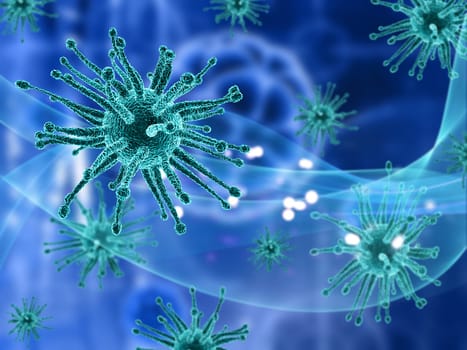 3D render of a medical background with abstract virus cells