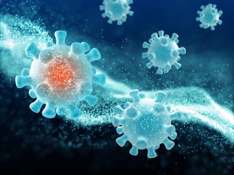 3D render of a medical background with abstract virus cells