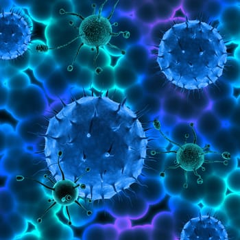 3D render of a medical background with abstract virus cells