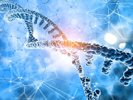 3D render of a medical background with detailed DNA strand
