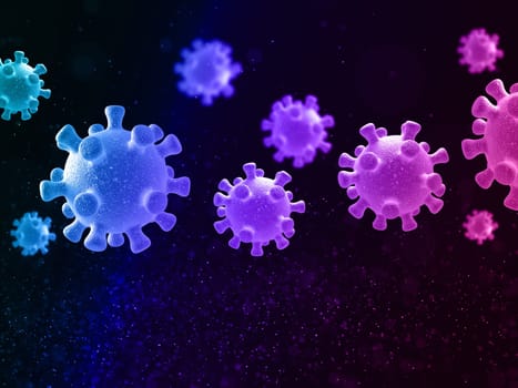 3D render of a medical background with floating virus cells