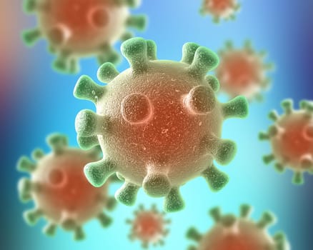 3D render of a medical background with detailed abstract virus cells
