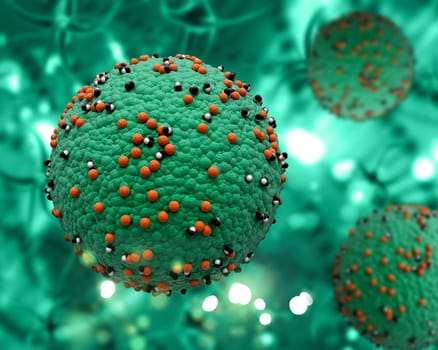 3D render of a medical background with measles virus