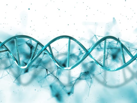3D render of a medical background with plexus design and DNA strand
