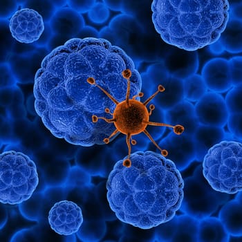 3D render of a medical background with rogue virus cell