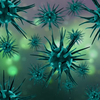 3D render of a medical background with virus cells