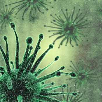 3D render of a medical background with virus cells