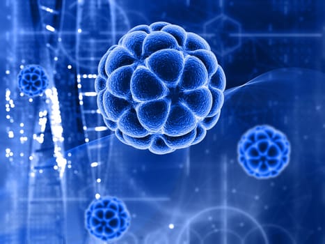 3D render of a medical background with virus cells on abstract design