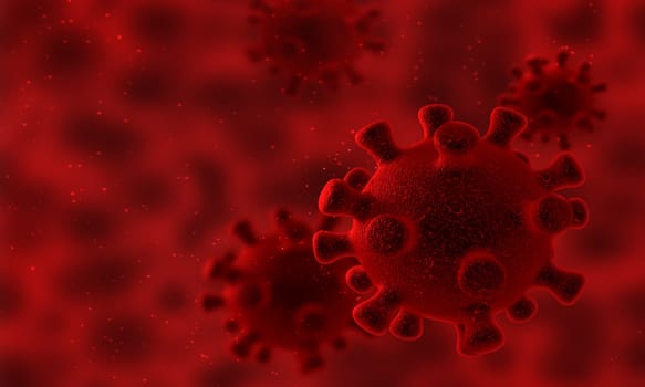 3D render of a medical banner design with abstract virus cells - Covid 19