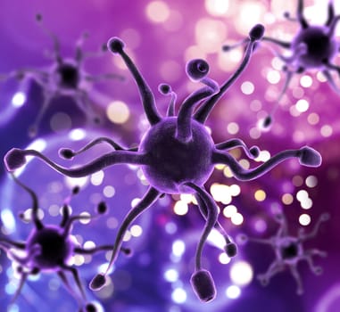 3D render of a medical background with virus strands