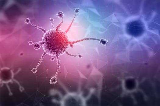 3D render of a medical background with virus cells on low poly design